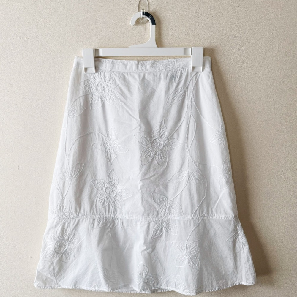 Vintage Cynthia Max Floral Embroidery Knee Length Skirt Size 4